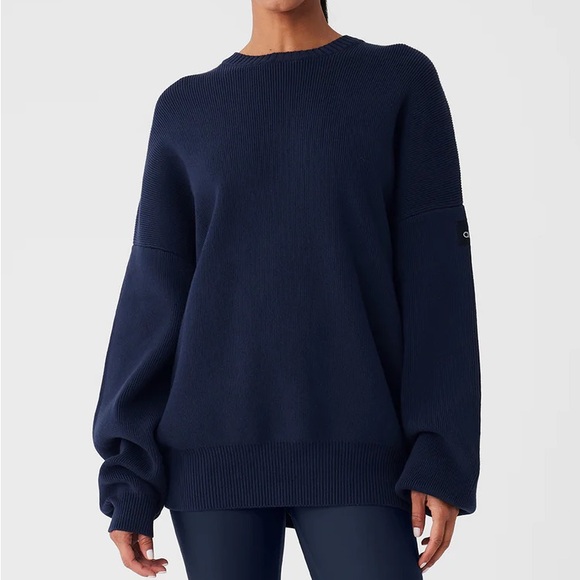 ALO Yoga Sweaters - ALO Scholar crew neck sweater in navy